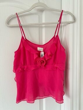 Wilfred Hot Pink Ruffled Floral-Accent Camisole